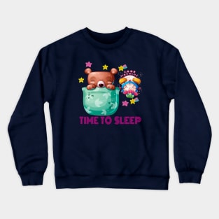 Cute Bear Animal  Sleep Design Crewneck Sweatshirt